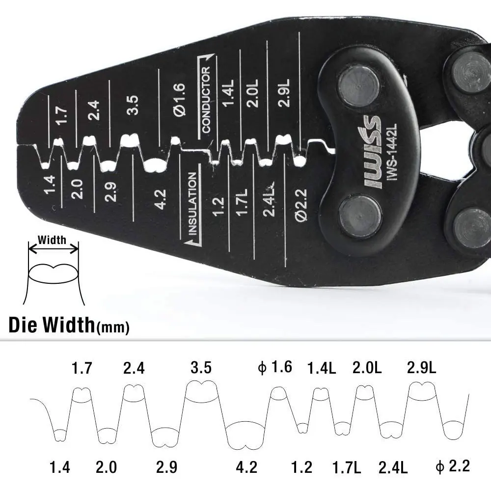 IWS-1442L 마이크로 커넥터 크림핑 플라이어, 크림프 30-14AWG 오픈 배럴 몰렉스, TE AMP,JST 와이어 터미널 클램프 도구