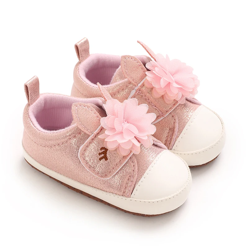 Cute Rabbit Ears Baby Girl Shoes Spring and Autumn Sweet Flower Decoration Non-Slip Soft Bottom Suitable for 0-1 Year Old BabyG