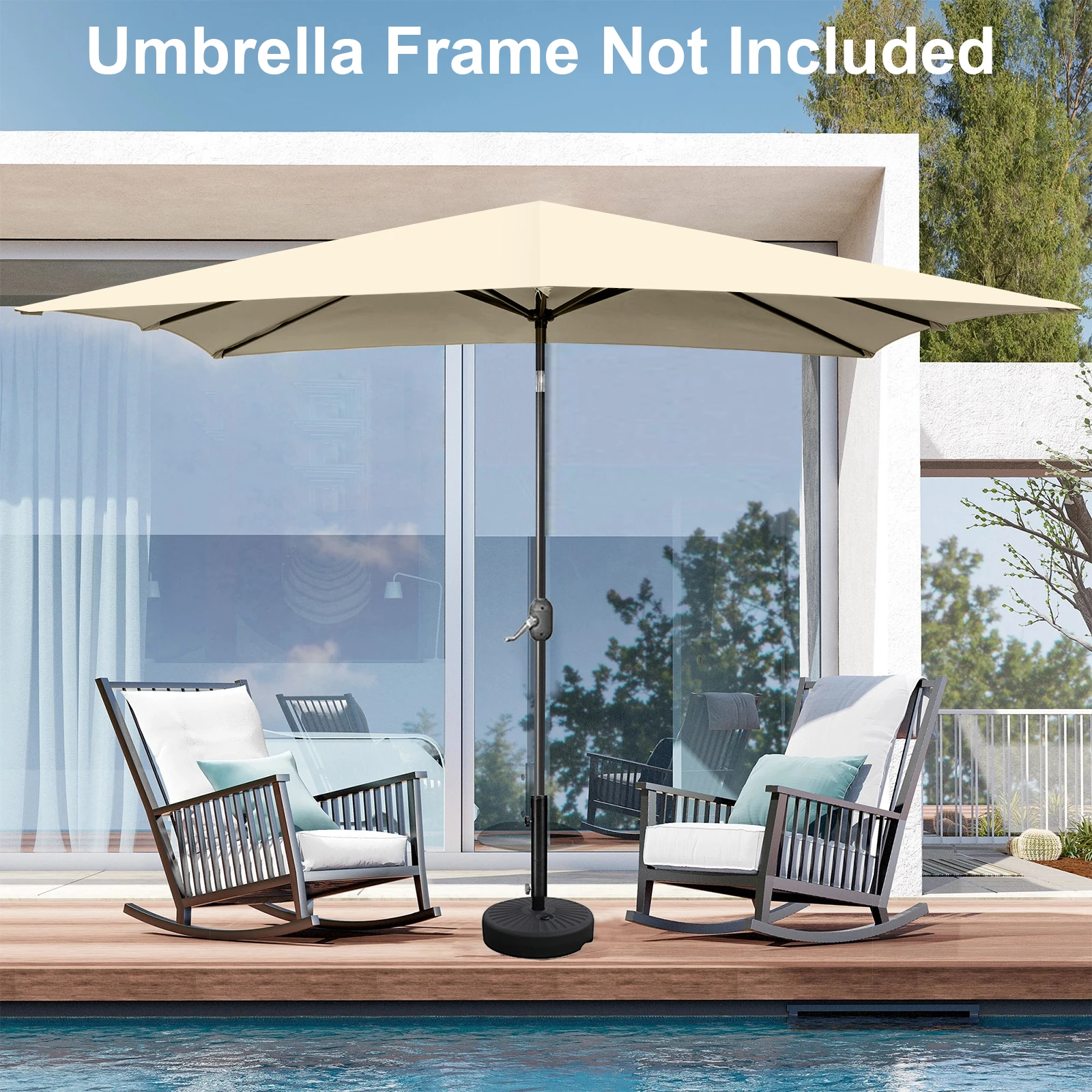 2x3m Outdoor Parasol Replacement Cloth without Stand Outdoor Garden Patio Banana Umbrella Cover Waterproof Sunshade Canopy