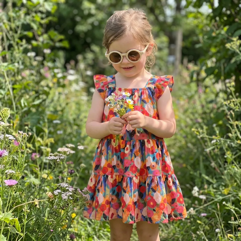 2026 Summer Floral Casual Dress for Girls(1-10years), Light Mature Style, Cool Feeling, Cotton Silk Sundress Beach Dresses New