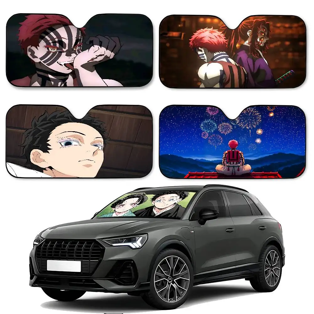 

Cool Anime A-Akaza Car Sunshade Curtains 130x70cm Car SunShade Windshield Cover UV Protection Auto Visor Accessories For Cars
