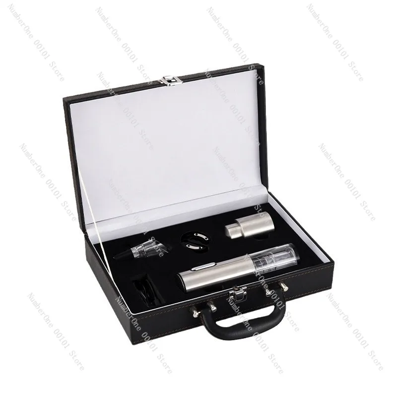 Electric Wine Opener Set, Anniversary Gift Set, Fully Automatic Stainless Steel Wine Opener with Leather Case