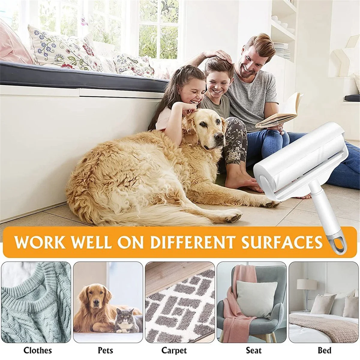 ลูกกลิ้งเครื่องกำจัดขนแบบพกพาผ้าสำลีสำหรับทำความสะอาดเสื้อขนสัตว์