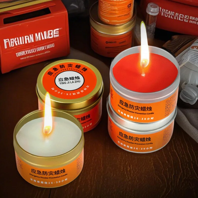 5pcs 50g/80g Emergency Disaster Candles 30 Hour Tea Light In Flat Container Windproof Long Burning Food Warmer Tea Light Candle