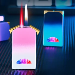 2026 Hot Selling New Dual Flame Gas Lighter with Straight Into Open Flame Red Flame Butane Gas Lighter Cigarette Accessories