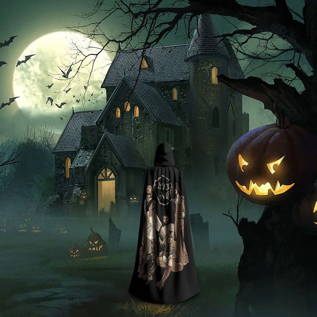 خمر فليتوود ماك طويل مقنعين عباءة الساحرة القرون الوسطى زي تأثيري كيب هالوين مصاص دماء الكبار للجنسين #6