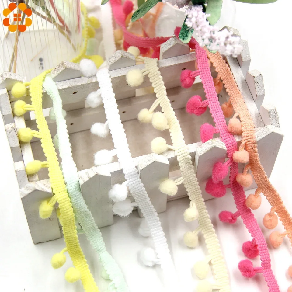 5Yards/Lot Hot Sale 10MM Pom Pom Trim Ball Fringe Ribbon DIY Sewing Accessory Lace 17 Colors For Home Party Decoration