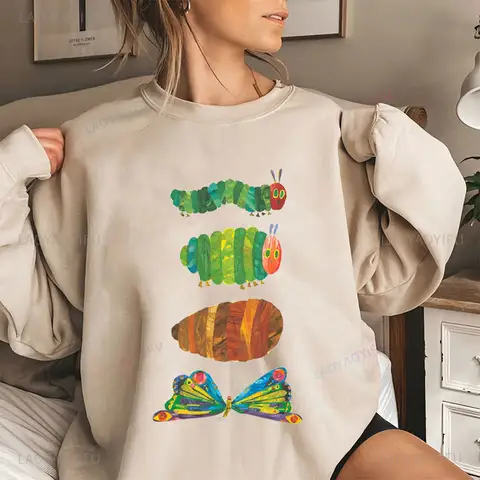 The Very Hungry Caterpillar Sweatshirt Cute Fnny Hungry Caterpillar Bookish Pullovers Man Women Retro Trend Cool Street Hoodies