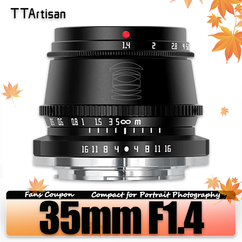 TTArtisan APS-C 35mm F1.4 Large Aperture Portable Camera Lens for Studio Photography with Sony E A7RIII Nikon ZFC Fujifilm Mount