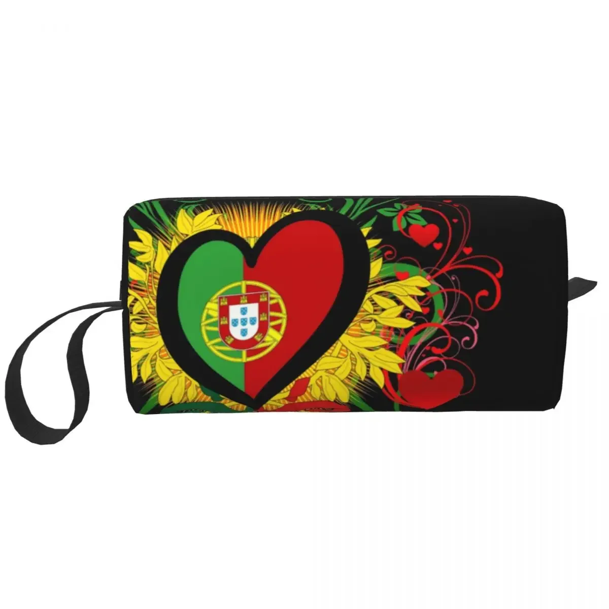 

Portugal Flag Heart Gifts Makeup Bag Women Travel Cosmetic Organizer Cute Portuguese Storage Toiletry Bags Dopp Kit Case Box