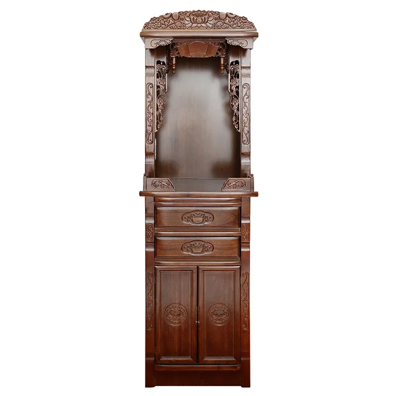 Fotai Buddha Cabinet Solid Wood Household Simple Shrine Standing Cabinet Guanyin Buddha Statue Sacrifice Cabinet Ancestor