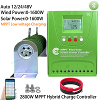 12V 24V 48V Home Hybrid Wind Solar Power System Charge Controller 2800W MPPT Wind Turbine Solar Panel Regulator With Bluetooth