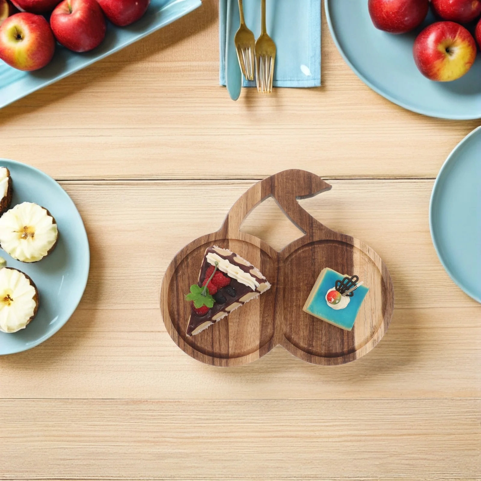 Bandeja de madera japonesa con acabado Natural, plato de madera elegante de gran tamaño, Ideal para té, café, decoración de mesa de desayuno