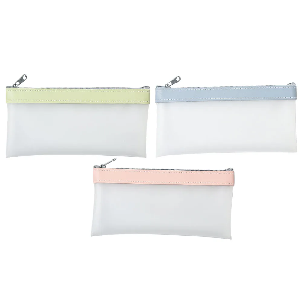 

3 Pcs TPU Transparent Large Capacity Pen Bag Practical Pencil Case for Students Office Organizing Portable Small Zipper Pouch
