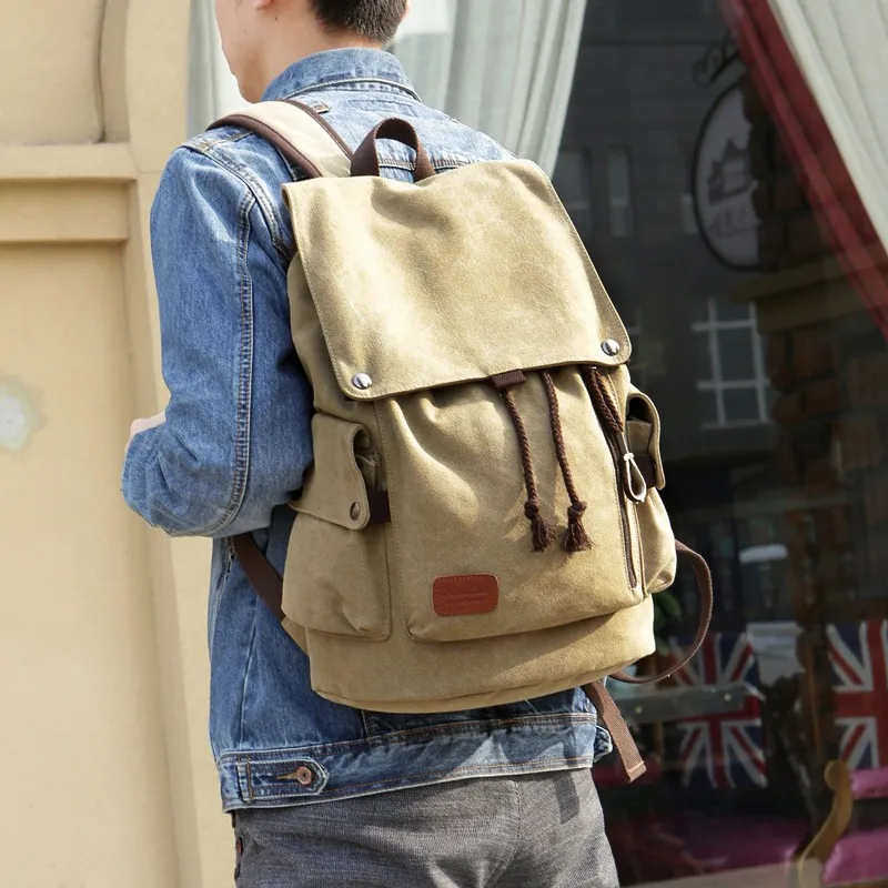 Unisex Canvas Backpack Large Capacity Travel Bag with Computer Compartment High School Student College Student Bookbag Simple...