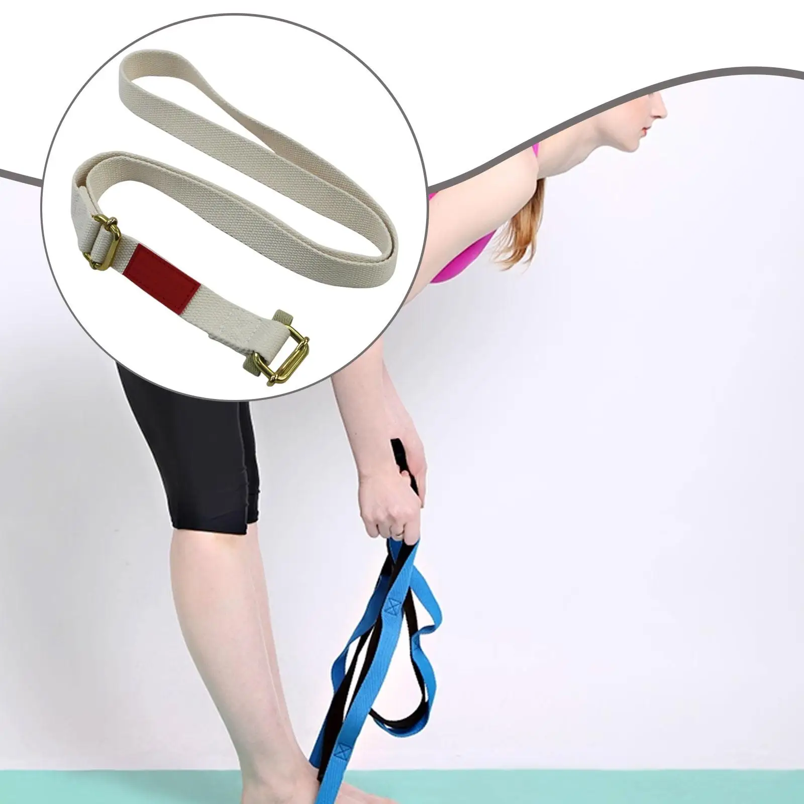 

Ремень для йоги для растяжки, нескользящий ремень для йоги с двойной пряжкой для фитнеса, тренировок, спортивных тренировок, гибкости, упражнений