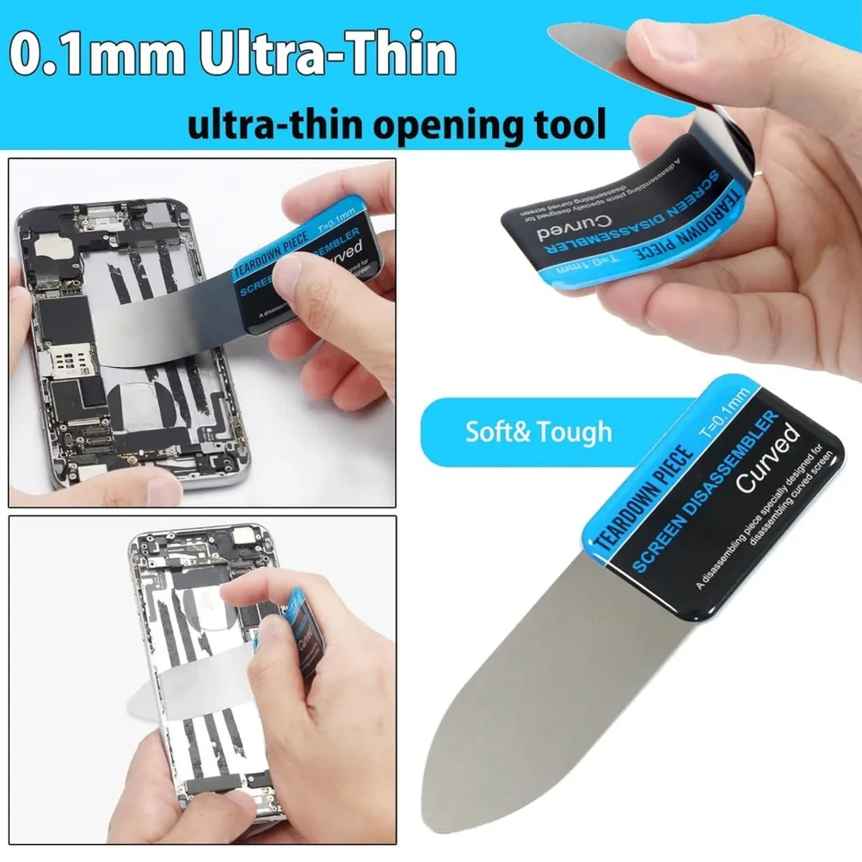 1/2/3 piezas de herramientas de apertura para pantallas curvas LCD de teléfonos móviles, tarjetas de palanca, acero inoxidable delgado y flexible 5