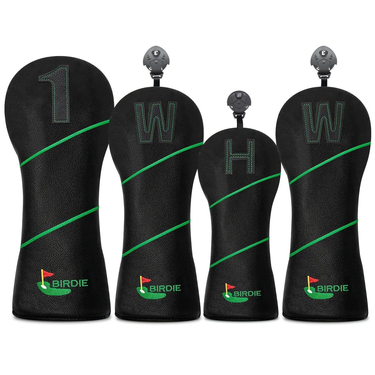 [Ideal Gift] 1pc/4pcs Heavy-Duty Golf Club Head Cover Compatible for 1/3/5/UT Clubs - Rotating Hanging Tag