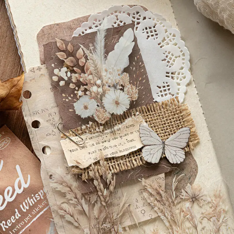 بطاقة عاشق 10 قطعة [سلسلة ريد ويسبر] ملصقات الحيوانات الأليفة الوردي صبغ القصب الكستناء الميدان مارش ريترو ستايل المشهد سكرابوكينغ