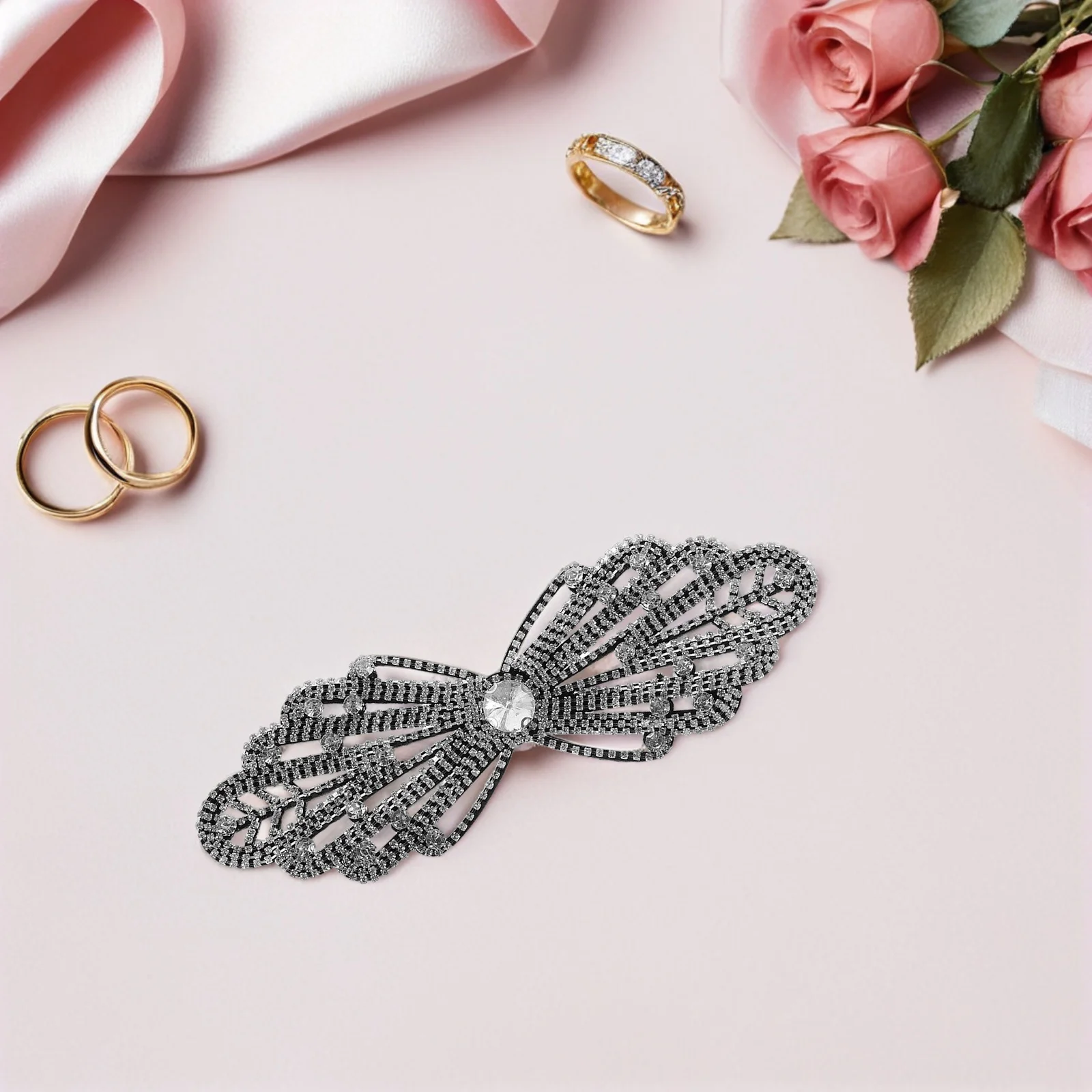 

2Pcs Layered Rhinestone Flower Applique Bridal Dress Shoes Sparkly Decorations Accessory Rhinestone Wedding Appliques Dress