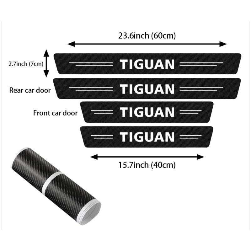 Car Threshold Scuff Plate Protection Stickers Front Rear Door Anti Stepping Strips for Volkswagen Tiguan Welcome Pedal Decals