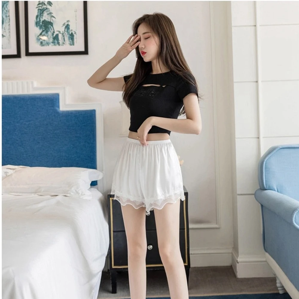 Summer Loose Short Pants Comfortable Women Soft Ice Silk Streetwear Girl\'s Lace Shorts Female Sexy Beach Jogger Shorts Panties