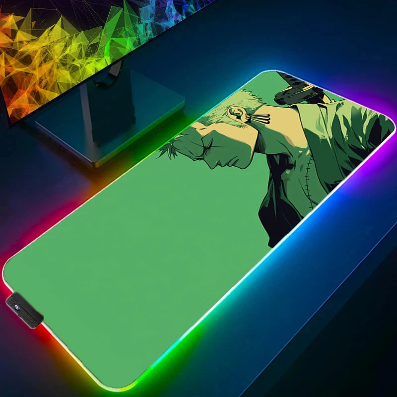 

ONE PIECE Zoro LED Mouse pad Computer Laptop Anime Keyboard Non-Slip RGB Mouse Mat Mousepad Keyboards Gamers Backlight Desk Mat