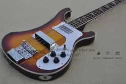 In stock electric guitar bass,4 strings 4003 bass,Sunburst bass,Neck through body,fishbone binding  chrome buttons