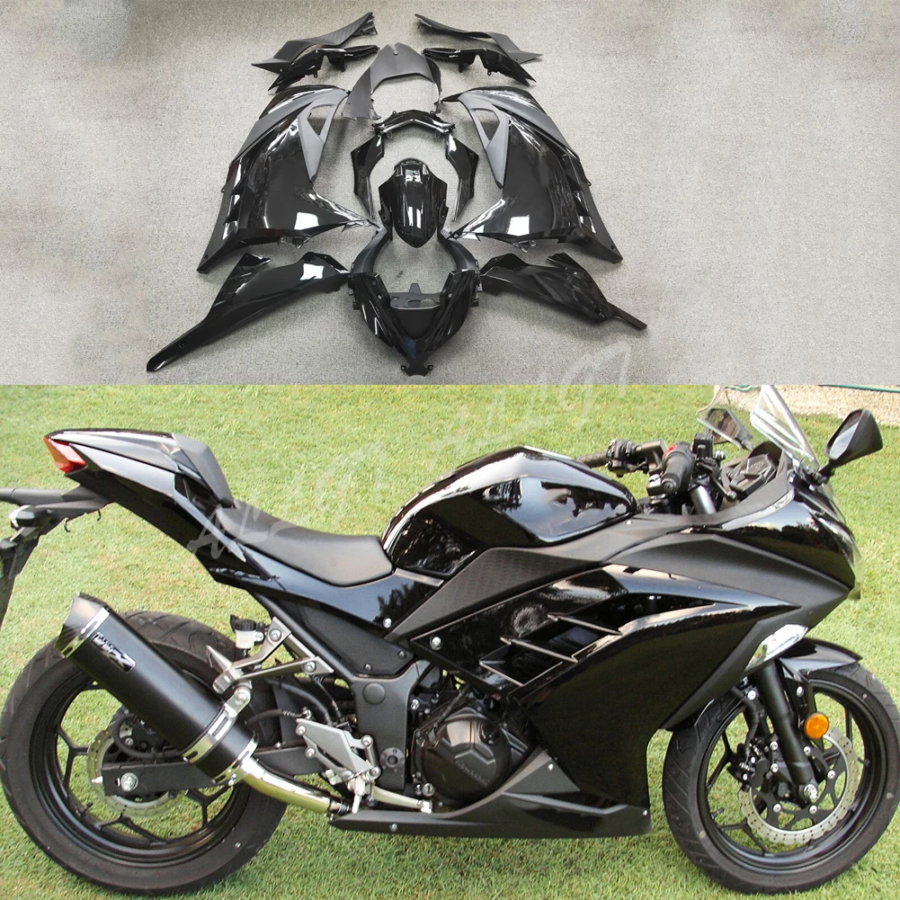 GLOSS BLACK Fairing Kit Injection ABS Motorcycle Fairing Shell For Kawasaki Ninja300 Ninja 300 2013 2014 2015 2016 2017