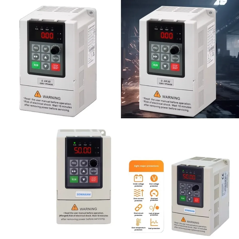 220V to 380V VFD Variable Frequency Drive, Single Phase Input 3 Phase Output for Motor 0.75kw 1.5kw 2.2kw, Speed