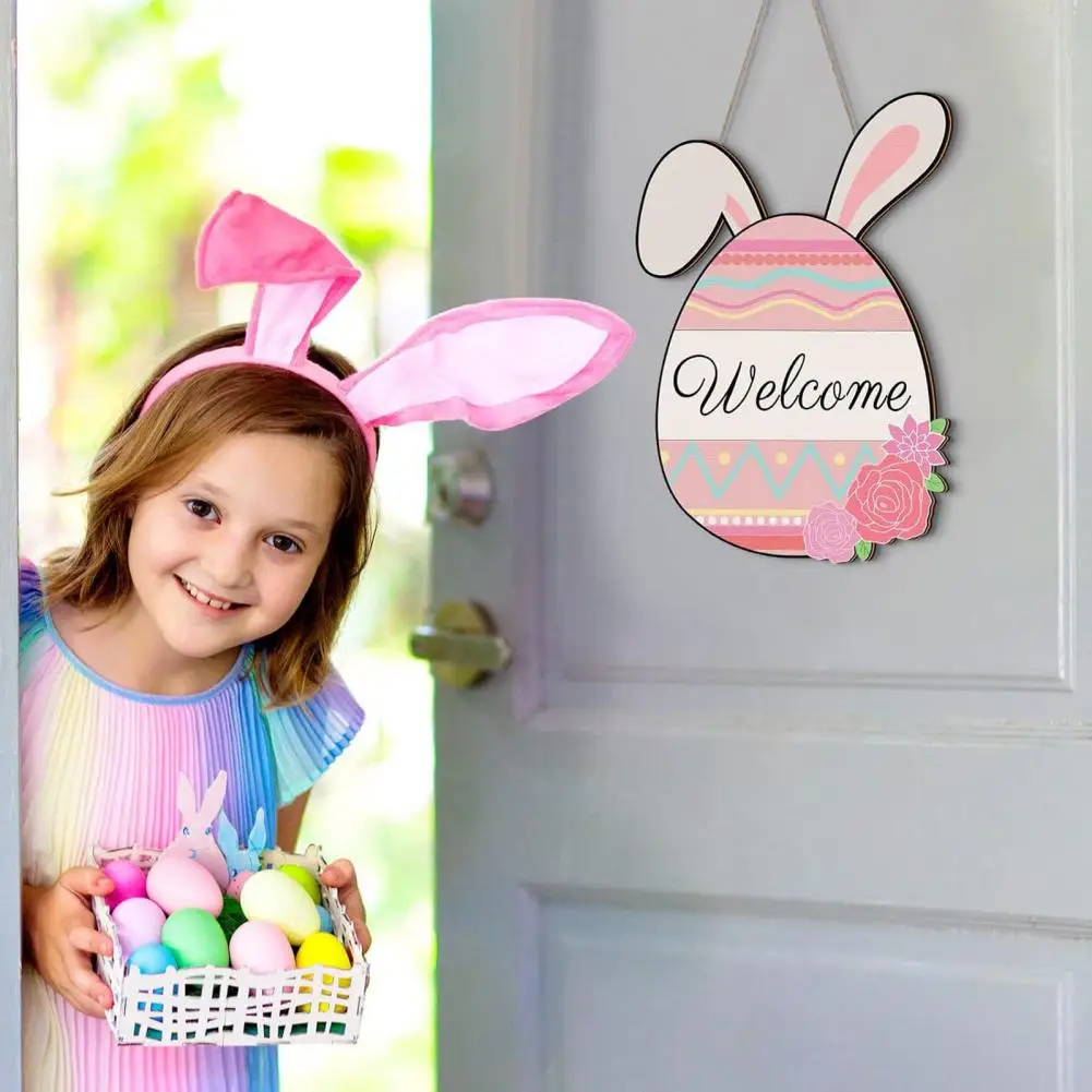 

Easter Pendant Easter Wooden Door Hanging Ornament with Rabbit Pattern Diy Craft Supplies for Happy Easter for Festivities
