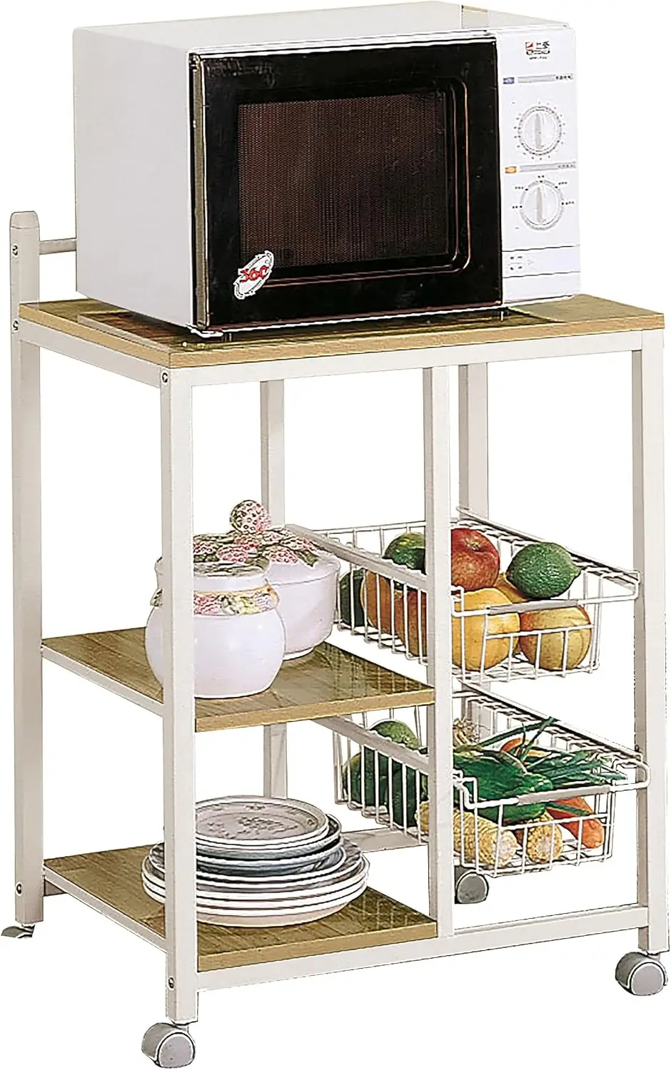 

Мебель для дома Coaster Home Furnishings - Kelvin - Дерево и металл - Мобильная кухонная тележка с 2 полками - Современный стиль, столешница из массива дерева.