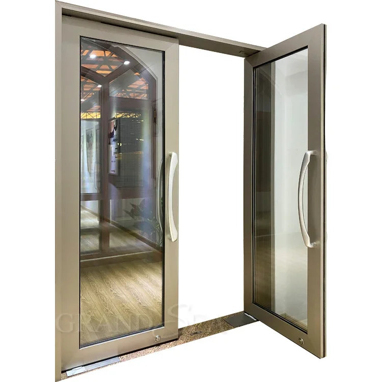 high quality low price bifold bathroom  kitchen room  security commercial entry double swing glass aluminium  door for hotel