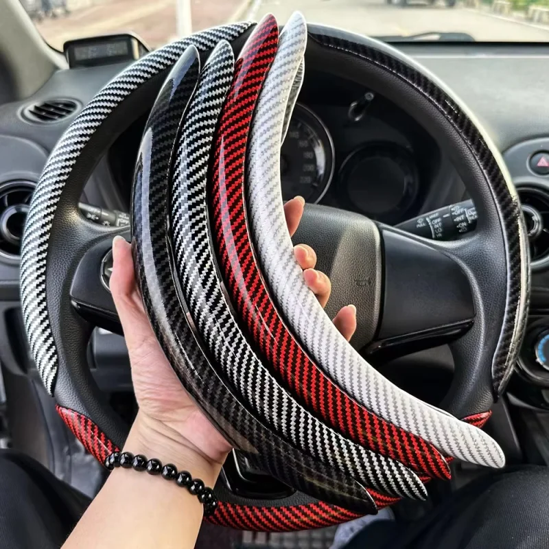 Coprivolante Universale per Auto in Fibra di Carbonio 38cm, Antiscivolo, Copertura Protettiva per Impugnatura del Volante