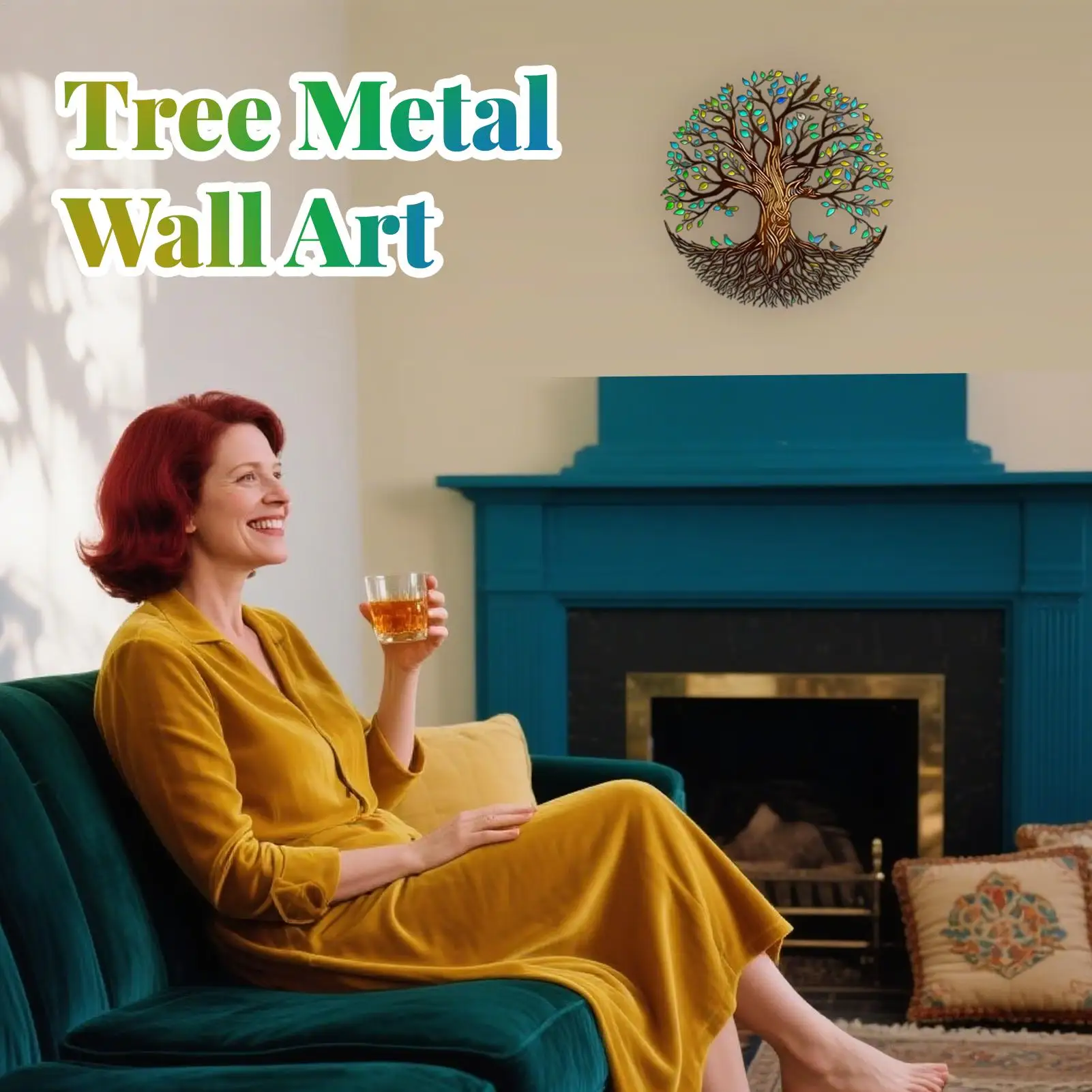 Tree Wall Art Tree Wall Decor Hangable Sculpture Multi Colored Leaves Hangable For Outdoor Garden Office Patio Indoor Porch