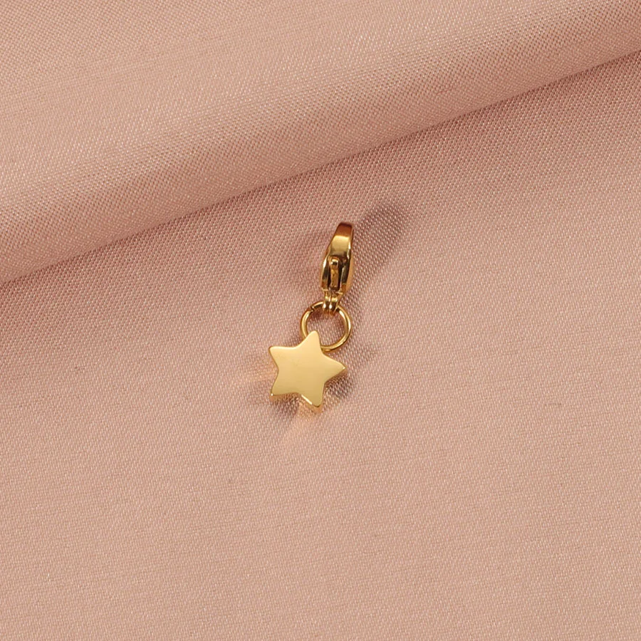 5pcs/Lot Stainless Steel Star Charms Pendants with Lobster Clasp For DIY Making Necklace Bracelet Accessories