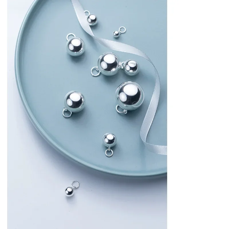 TrustDavis Real 925 Sterling Silver 5 6 7 8 10 12 16 18 20 22 24mm Ball Beads Pendant Handmade DIY Accessories Jewelry HY952