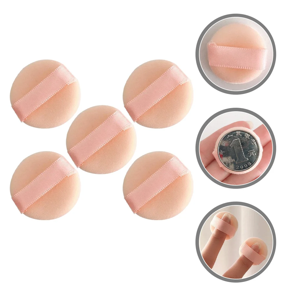 5Pcs Mini Powder Makeup Powder Soft Flocking Puff for Under Eye Nose Cheek Convenient Portable