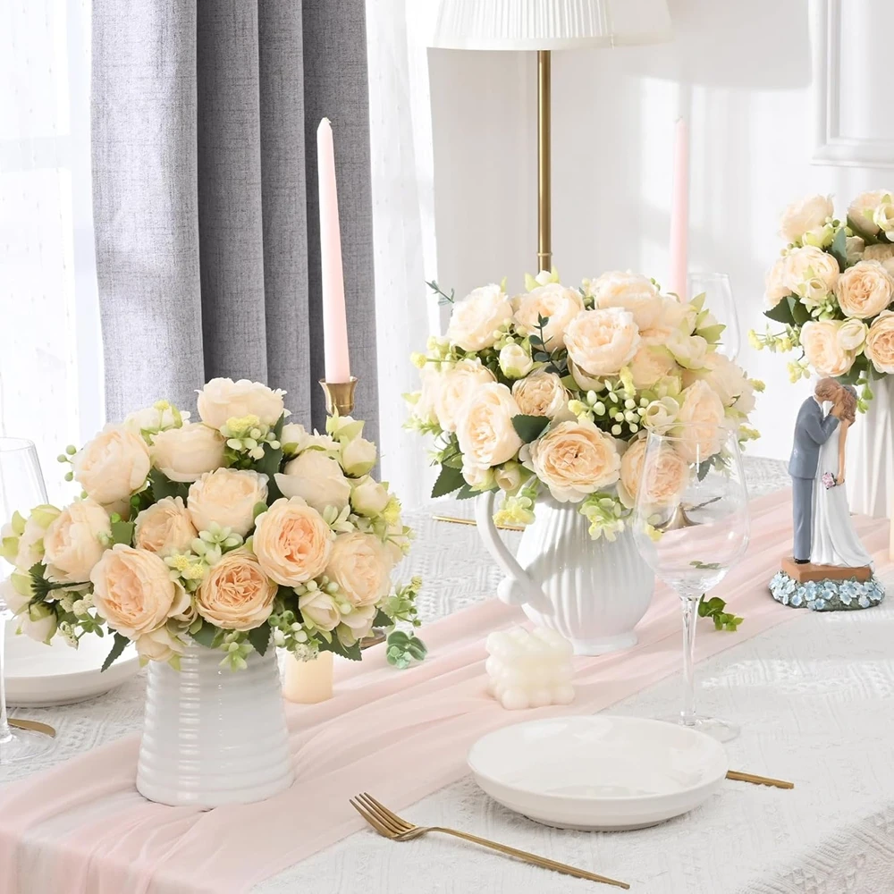 1/3 قطعة زهور الورد الاصطناعي الفاوانيا عالية الجودة مهرجان غرفة المنزل الديكور المزهريات قوس الزفاف في الهواء الطلق حديقة ساحة Diy بها بنفسك الهدايا #3