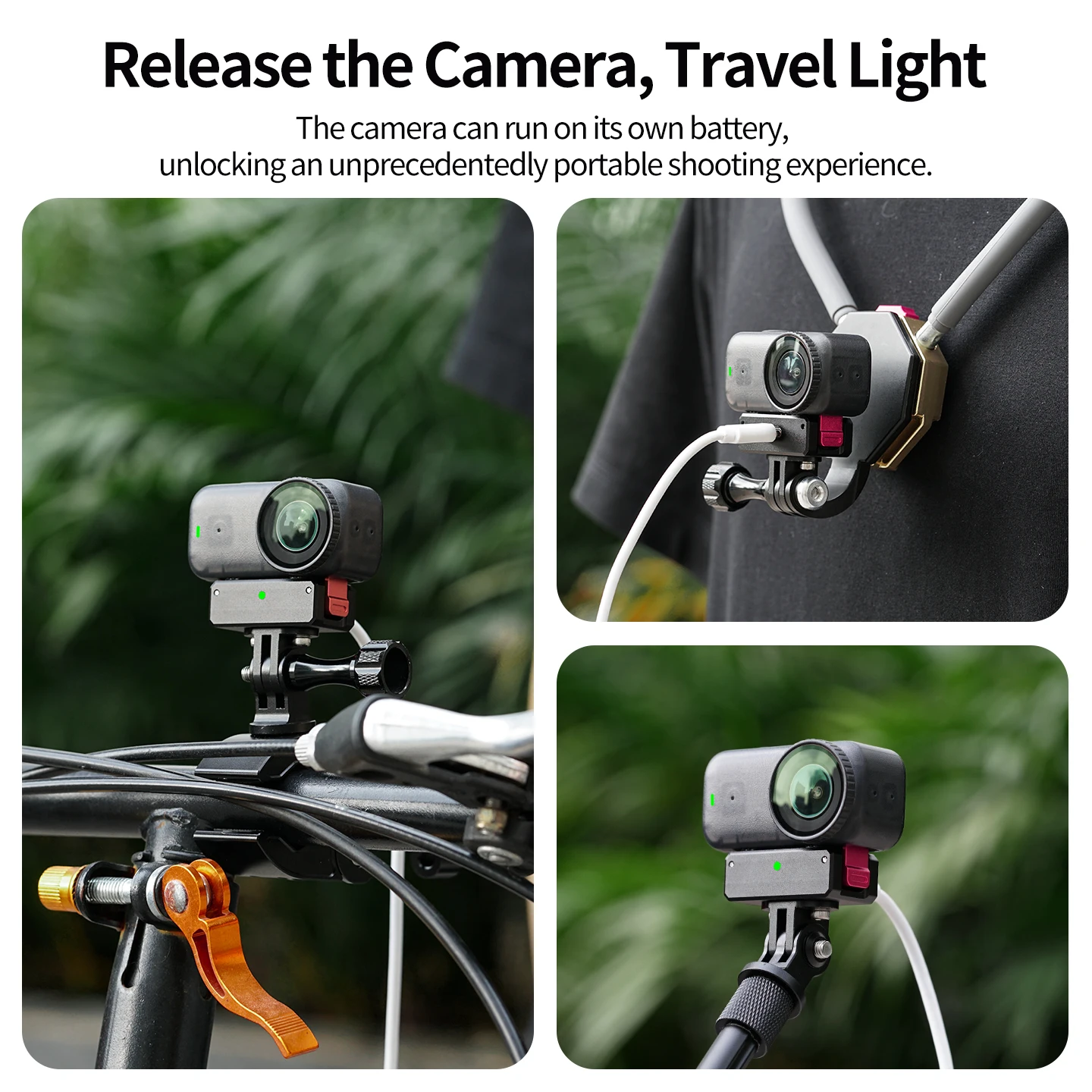 Aufladbarer magnetischer Kamerakäfig-Stativadapter für DJI Osmo Nano Kamera, Selfie-Stick, Fahrrad-Rucksackhalterung für Mikrofon- und Lichterweiterung – Detail 9