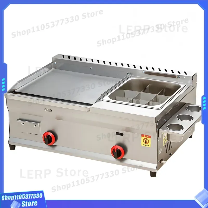 Heavy Duty Stainless Steel Gas Fryer with Grill Pan for Commercial Kitchen Restaurant Burger Shop Street Food Vendor Fried