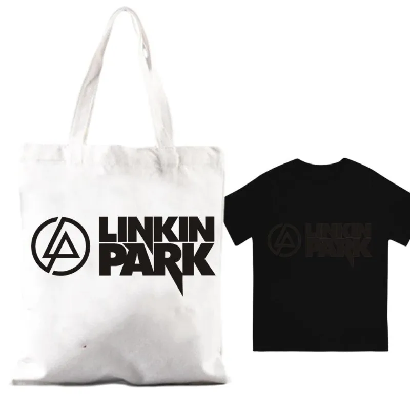 P-Park-Band-L-Linkins  Women Shoulder Bags Couple Combination Clothes Short Sleeve Collar Fashion T shirt  Man Cotton