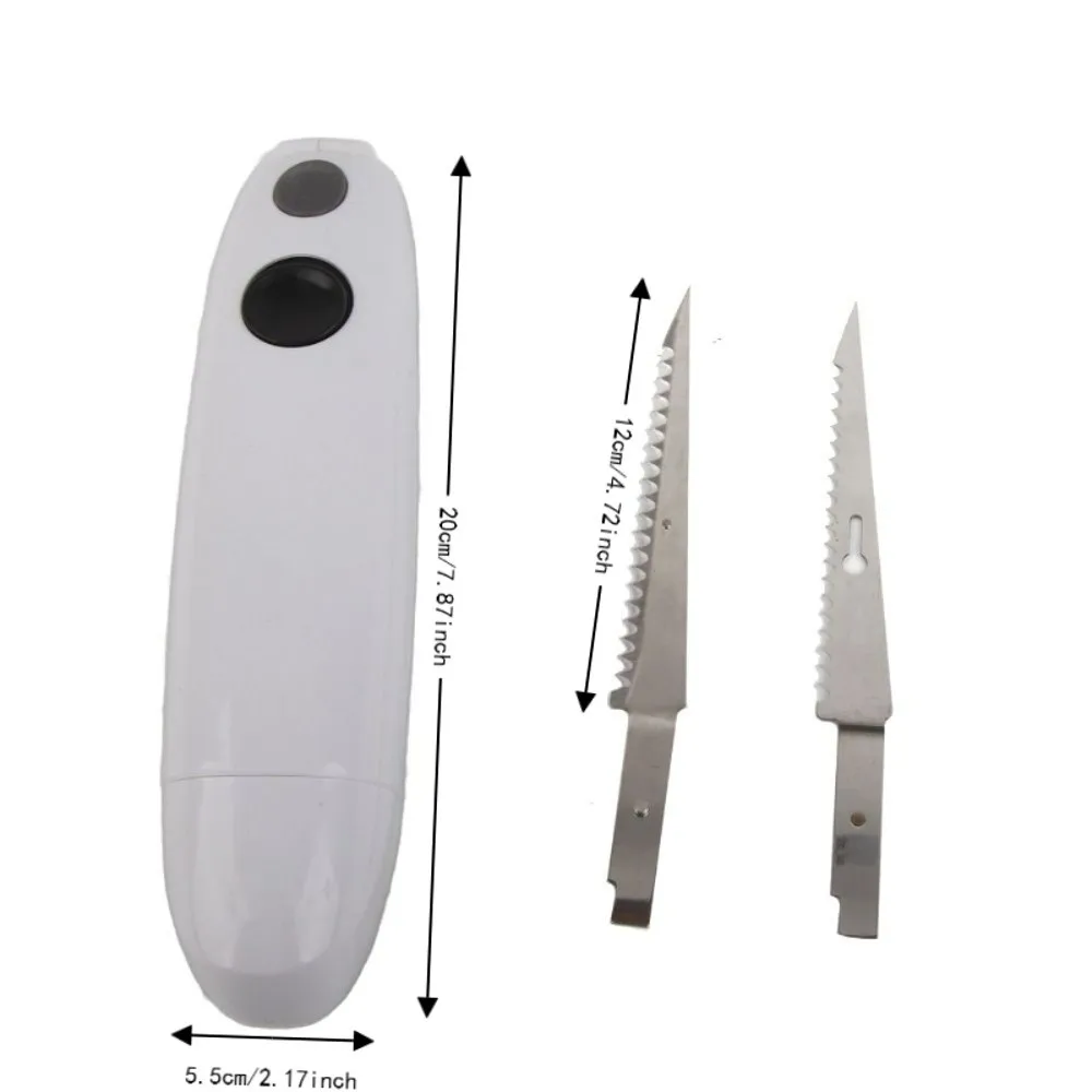 Plastic Stainless Steel Blades Electric Fillet Knife Ergonomic Handle White Cordless Kitchen Knife Non Slip Grip Battery Powered view 6