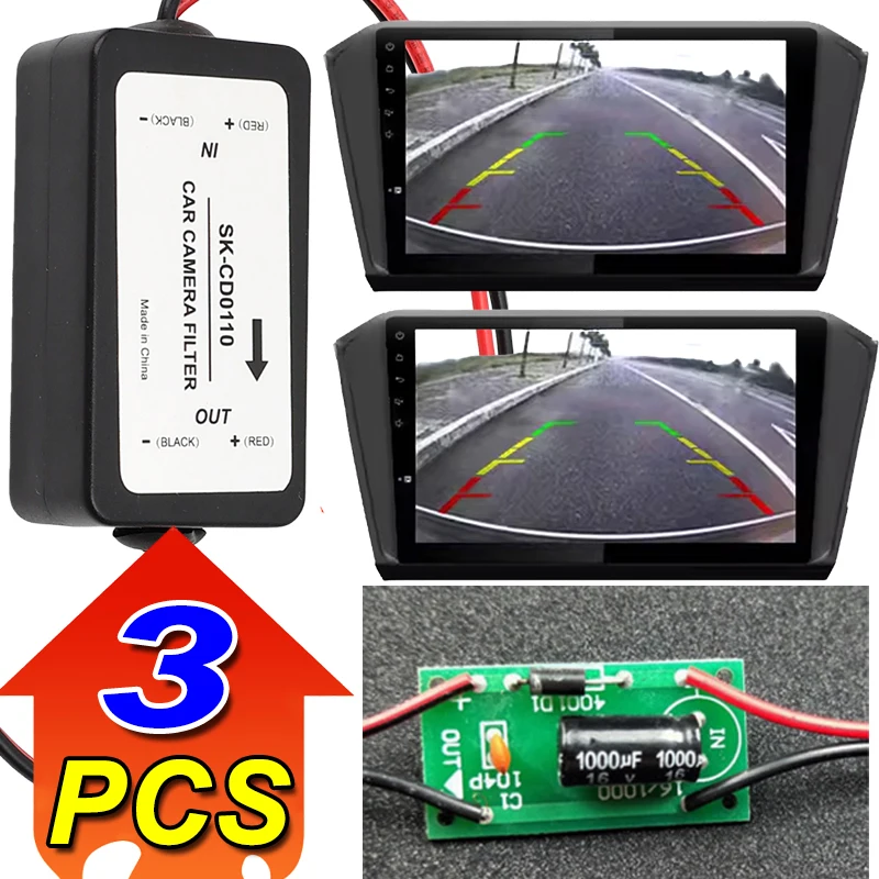 Car Rear View Camera Power Relay Capacitor Car Rectifier Power Auto Camera Filter Relay Capacitor Filter Connector 1/2/3PCS