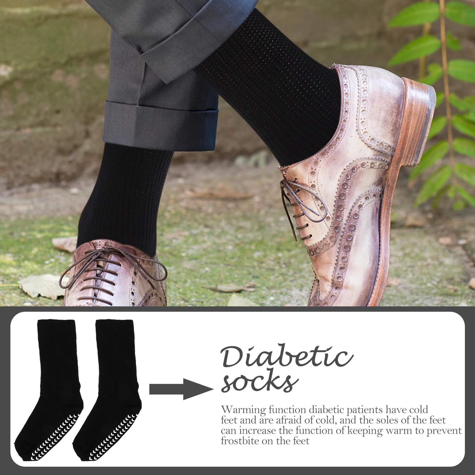 

4pcs Diabetic Cotton Socks Men Calf Length Non Slip Moisture Absorption Nursing Hospital Socks For Male Patients
