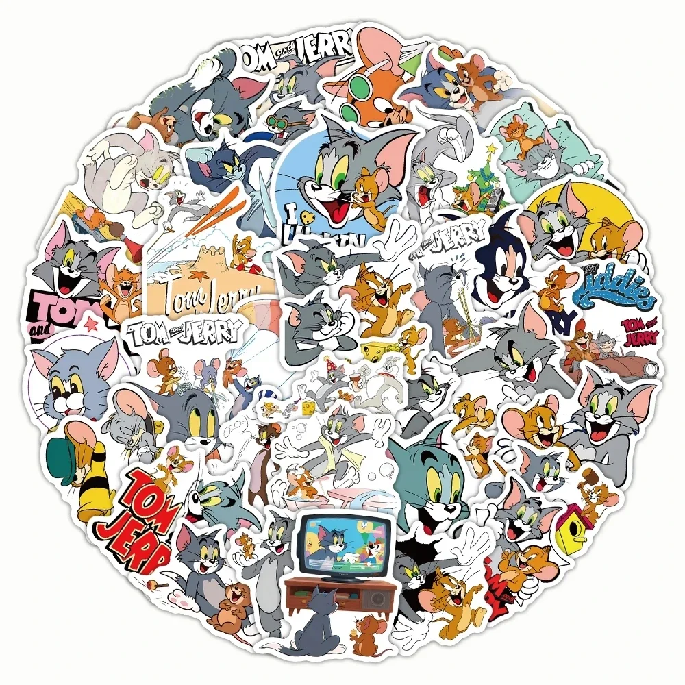 50PCS Fun Cartoon Cute Tom and Jerry Sticker DIY Phone Laptop Luggage Skateboard Graffiti Decals Fun for Kids Toys Gifts