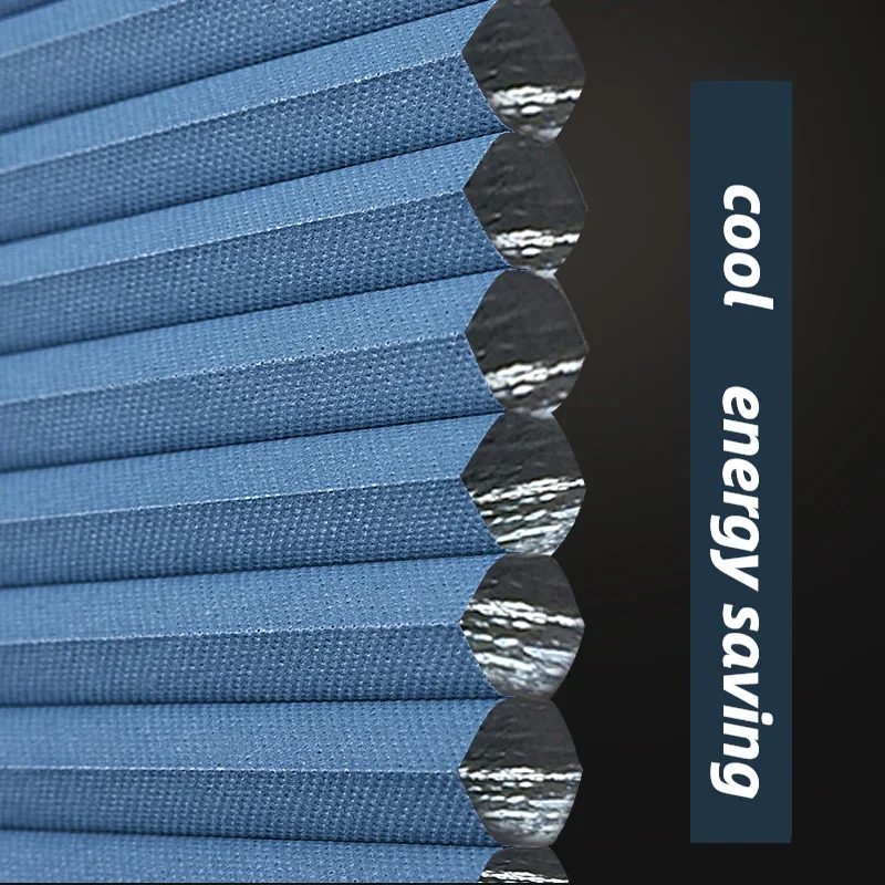 Honeycomb Blinds Curtain Non-woven Fabrics Cordless Blinds 100% Blackout Shading Aluminum Foil  Heat Insulation Denoise Fabric