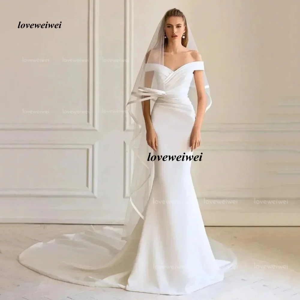 Customized Mermaid Wedding Dresses Off Shoulder Simple Bridal Gowns Elegant Floor Length Bride Dress vestido de novia