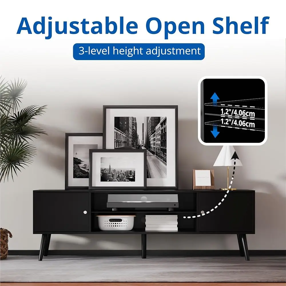 Tv Stand For 60 65 H Tv, Entertainment Center With Storage, Tv Console With Adjustable Shelf, Media Console With Cable