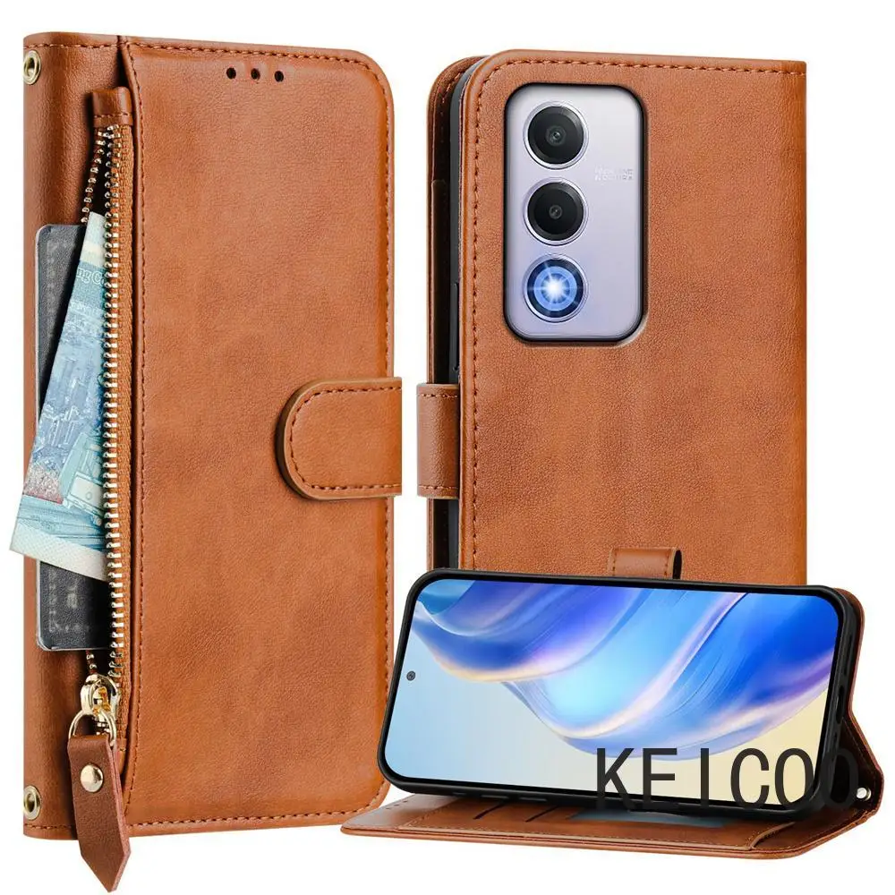 

Для Oppo K12x A16 A16s A53s A54 A54s A55 A55s A56 4G 5G Кошелек на молнии Магнитный откидной чехол-подставка Держатель для телефона с защитой от падения